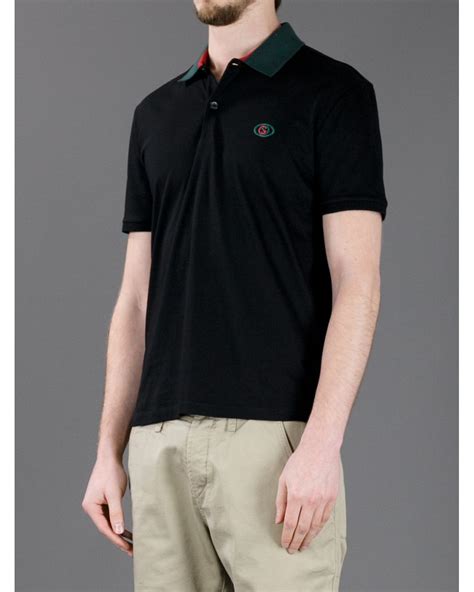 gucci black polo shirt simple|Gucci panther polo shirt.